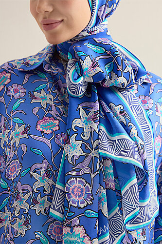 Tiger Flower Pot Crepe Silk Shirt Scarf - 5