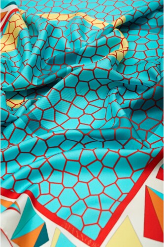 Triangle Noor Silk Scarf Turquoise - 3