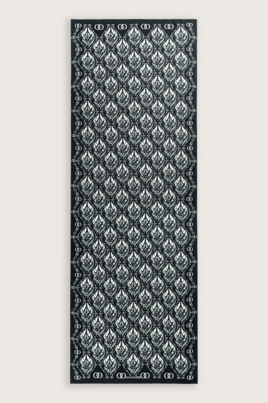 Tulip Black and White Cotton Silk Shawl - 2