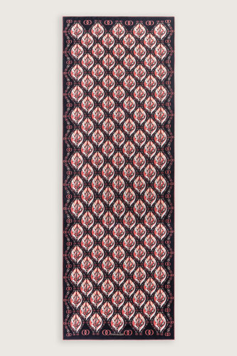 Tulip Black-Orange Cotton Silk Shawl - Imannoor (1)