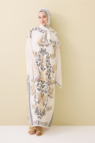 Tulip Era Beige Silk Dress 