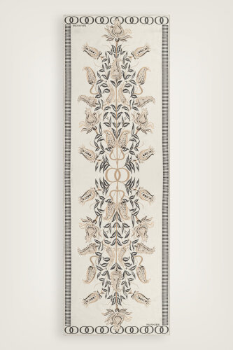 Tulip Era Beige Silk Shawl 