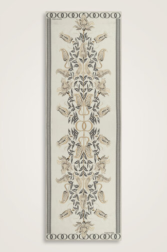 Tulip Era Beige Silk Shawl - 1
