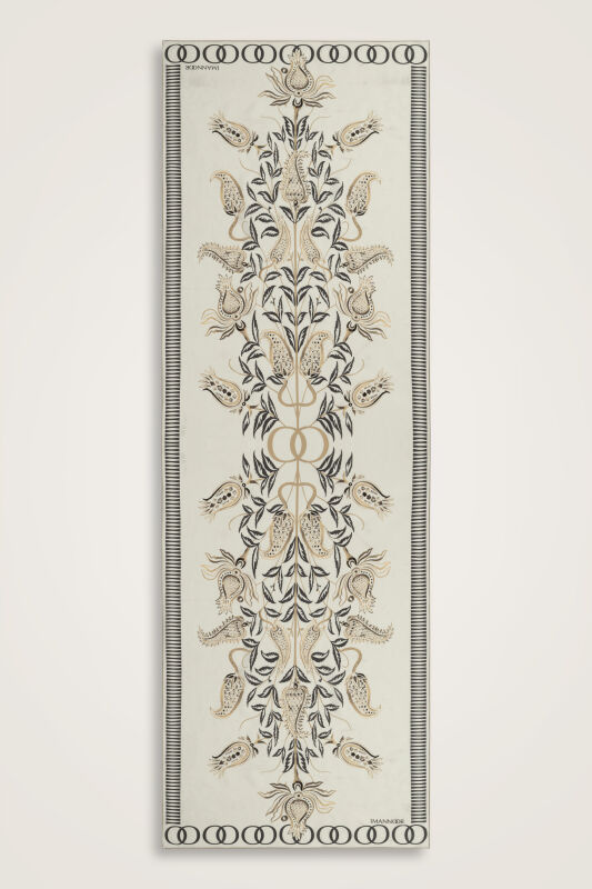 Tulip Era Beige Silk Shawl - 1