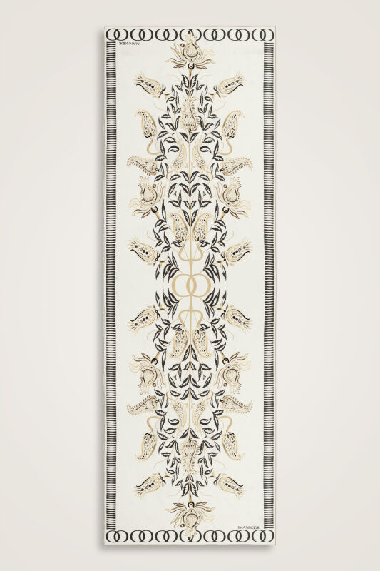 Tulip Era Beige Silk Shawl - 2