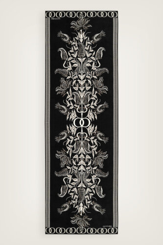 Tulip Era Black Silk Shawl 