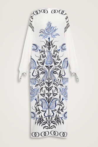 Tulip Era Blue Silk Dress - 4