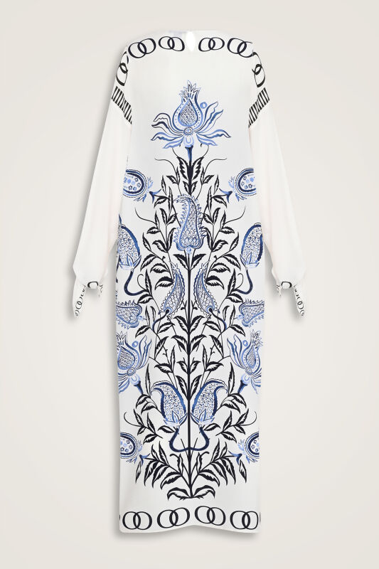 Tulip Era Blue Silk Dress - 4