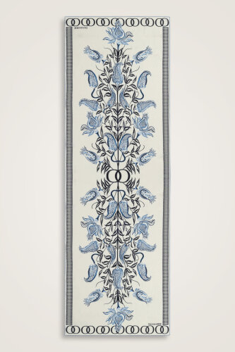 Tulip Era Blue Silk Shawl - 2