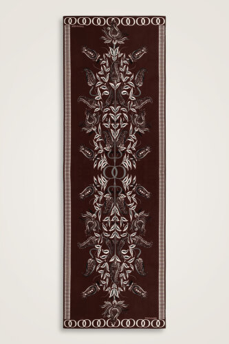 Tulip Era Burgundy Silk Shawl 
