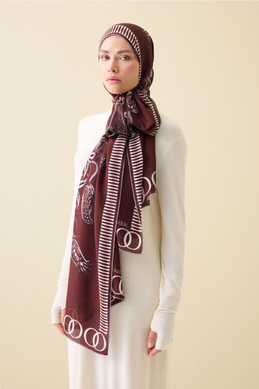 Tulip Era Burgundy Silk Shawl - 3