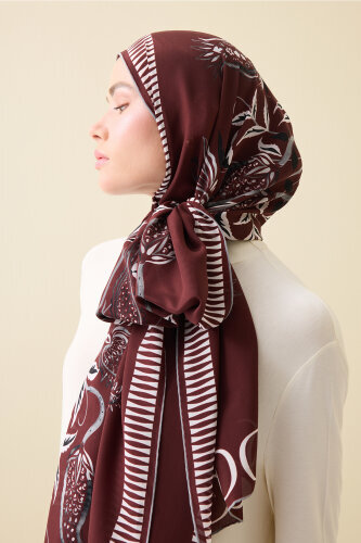Tulip Era Burgundy Silk Shawl 