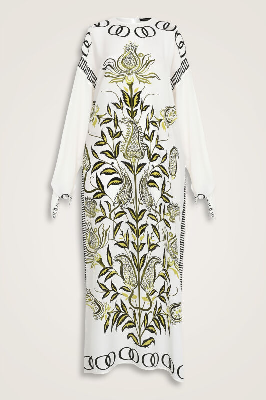 Tulip Era Green Silk Dress - 2