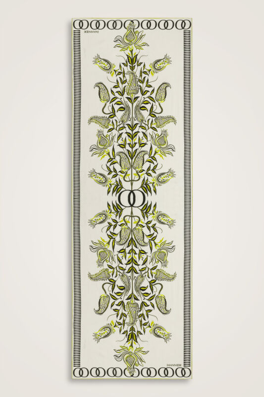 Tulip Era Green Silk Shawl - 2