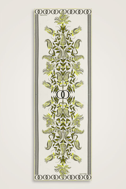 Tulip Era Green Silk Shawl - 2