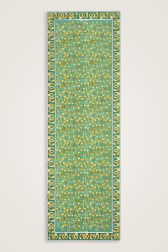 Tulip Field Green Crepe Silk Shirt Scarf 