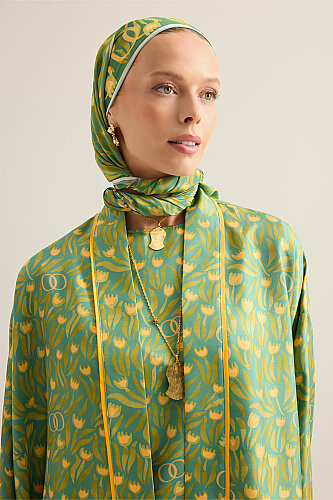 Tulip Field Green Crepe Silk Sleeveless Blouse - 5