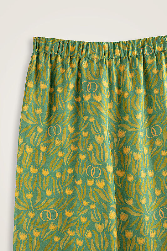 Tulip Field Green Crepe Silk Trousers - 4