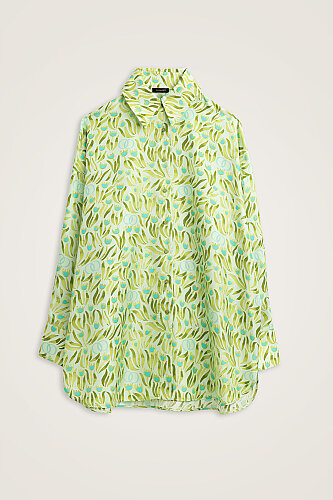 Tulip Field Nile Green Crepe Silk Shirt - 1
