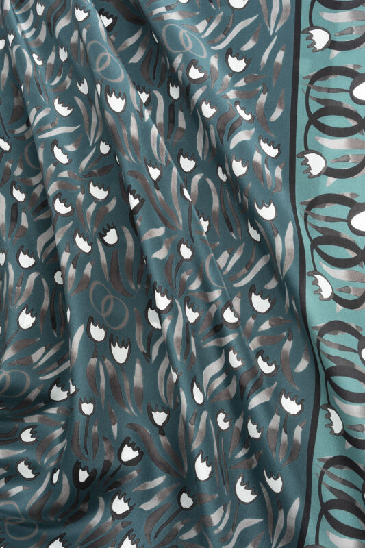 Tulip Field Petroleum Crepe Silk Scarf - 4