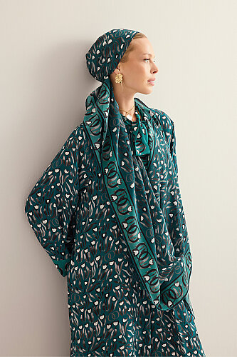 Tulip Field Petroleum Crepe Silk Scarf - 1