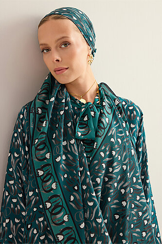 Tulip Field Petroleum Crepe Silk Scarf - 6