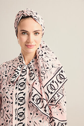 Tulip Field Powder Pink Crepe Silk Scarf 