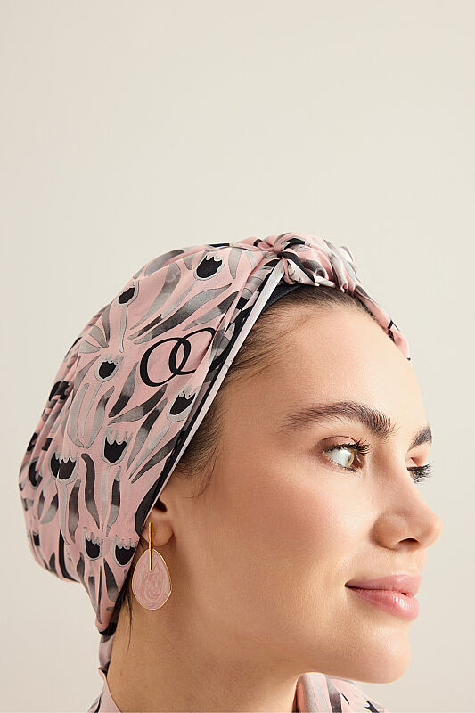 Tulip Field Powder Pink Crepe Silk Scarf - 6