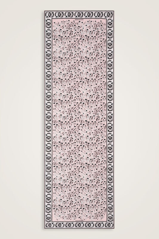 Tulip Field Powder Pink Crepe Silk Shirt Scarf - 1