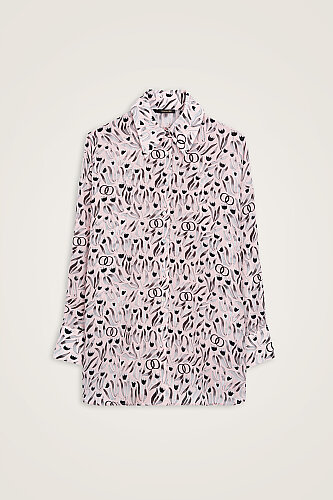 Tulip Field Powder Pink Crepe Silk Shirt - 2