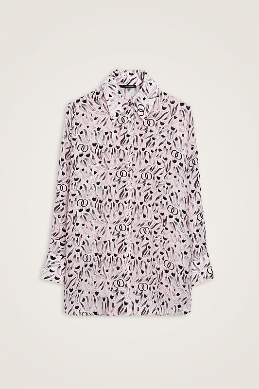 Tulip Field Powder Pink Crepe Silk Shirt - 2