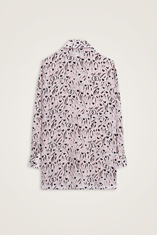 Tulip Field Powder Pink Crepe Silk Shirt - 6