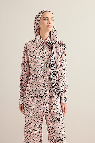 Tulip Field Powder Pink Crepe Silk Shirt - 1