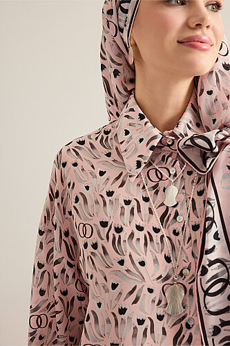 Tulip Field Powder Pink Crepe Silk Shirt - 7