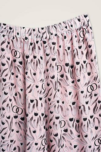 Tulip Field Powder Pink Crepe Silk Trousers - 4