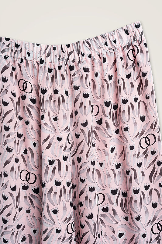 Tulip Field Powder Pink Crepe Silk Trousers - 4