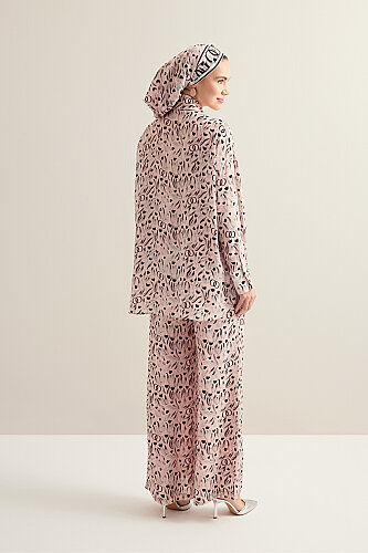 Tulip Field Powder Pink Crepe Silk Trousers - 3