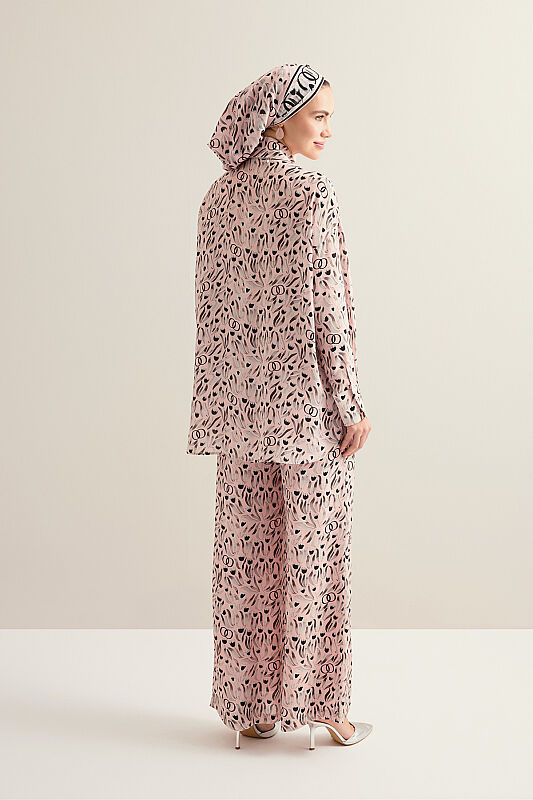 Tulip Field Powder Pink Crepe Silk Trousers - 3