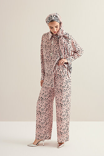 Tulip Field Powder Pink Crepe Silk Trousers - 5