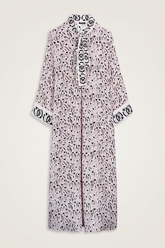 Tulip Field Powder Pink Lace-Up Crepe Silk Dress - 2