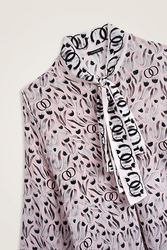 Tulip Field Powder Pink Lace-Up Crepe Silk Dress - 4