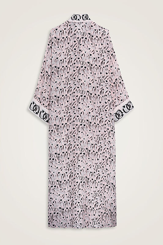 Tulip Field Powder Pink Lace-Up Crepe Silk Dress - 6