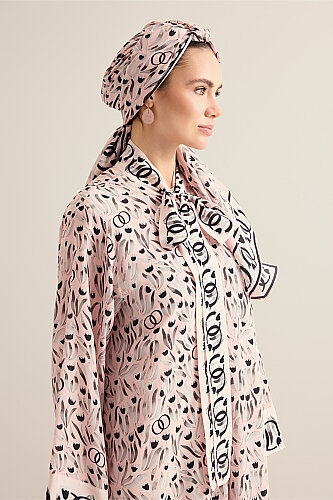 Tulip Field Powder Pink Lace-Up Crepe Silk Dress - 3