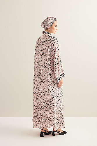 Tulip Field Powder Pink Lace-Up Crepe Silk Dress - 7