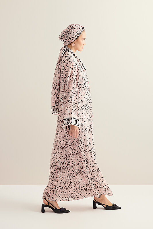 Tulip Field Powder Pink Lace-Up Crepe Silk Dress - 5