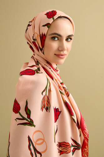 Tulip Noor Flosh Viscose Shawl Salmon - 3