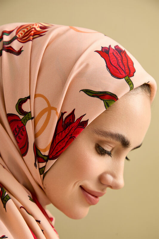 Tulip Noor Flosh Viscose Shawl Salmon - 6