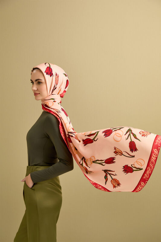 Tulip Noor Flosh Viscose Shawl Salmon - 5