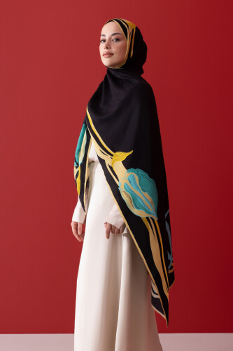 Tulip Noor Flush Viscose Shawl Black 