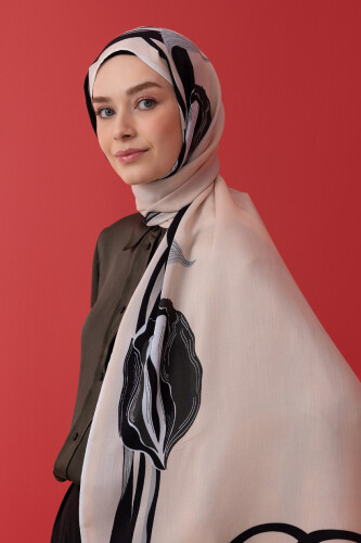 Tulip Noor Flush Viscose Shawl Cream - 3